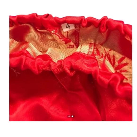 Red Floral Kids Pajama Pants - Picture 2 of 2